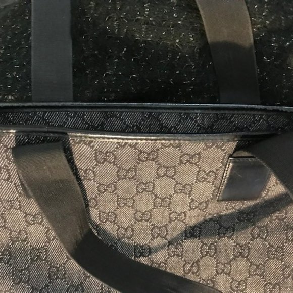 Gucci Vintage Black GG Canvas Handbag/ Shoulder Bag / Tote - 1990's - Picture 11 of 16